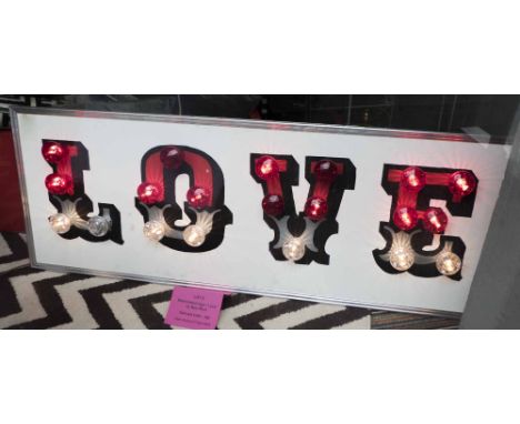 'LOVE ALWAYS' BY BEE RICH, bespoke signage with light up circus typography, 140cm x 51cm. 
