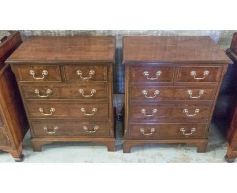 BEDSIDE CHESTS, a pair, Georgian style with five short drawers below on bracket feet, 62cm W x 80cm H x 39cm D. (2)