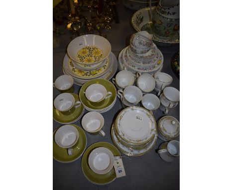 Mikasa part dinner and tea service in green and floral decoration; another by Mikasa of traditional design; and a part dinner