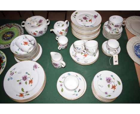 A Royal Worcester 'Astley' pattern part dinner and tea service, to include: dinner plates, tureen, teapot, tea cups and sauce