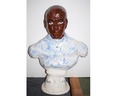 Mario Lisette: a ceramic bust of a man, "Qui Li Ete", 66cms high.
