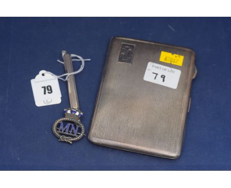 A George VI silver cigarette case, by Inman Manufacturing Co., Birmingham 1941, with engine turned decoration; an Elizabeth I