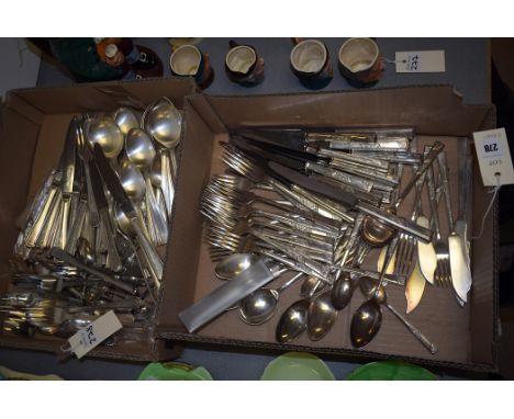 Flatware by Reid & Sons, Heritage plate and others, some engraved with initials 'D'.
