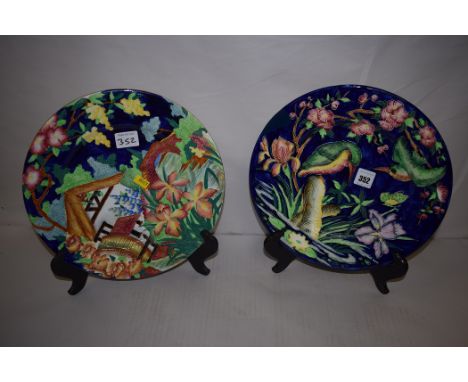 A Maling 'Kingfisher Service Plate' pattern, no. 6305; and another in 'Old Mill Matt Blue' pattern no. 6313.  (2)