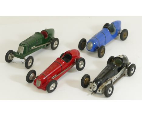 Four Scamold (Scale Models Ltd of Brooklands) racing car models to include wind up motor black 103 Maserati, non motorised 10