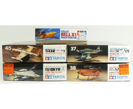 Tamiya, five plastic 1:72 kits of aviation models, Aichi M6A1 Seiran, 60737, Republic F-84G Thunderjet, 60745, Douglas F4D-1 