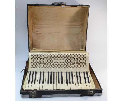 A 20th century cased 120 button piano accordion, 47cm long