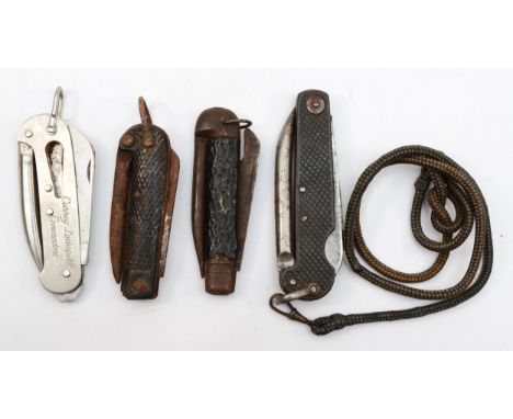 A nickel Currey Lockspike Commodore marine knife and three other similar vintage examplesThis bladed product is not for sale 