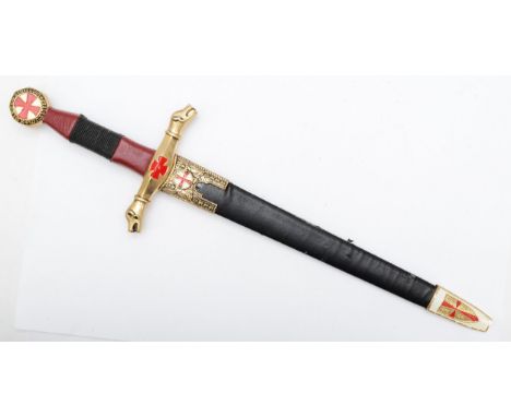 A Knights Templar reproduction dagger, the 27cm blade stamped Toledo, scabbardThis product is not for sale to people under th