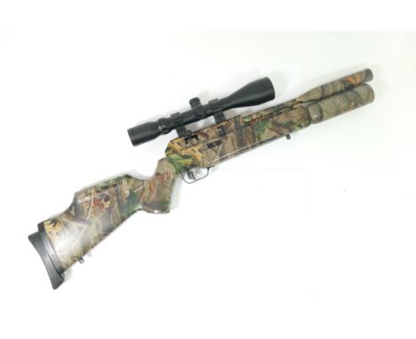 A .22 calibre Gas-Ram air rifle, with sound moderator, aperture for a seven-shot magazine (not included) fitted with a BSA te