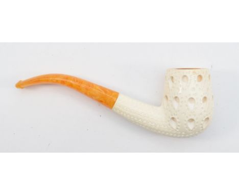 A contemporary carved Meerschaum pipe, cased