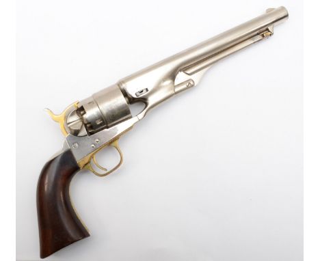A six shot .44” Colt Army single action percussion revolver, No.64416 (matching), round barrel stamped ‘ADDRESS COL SAMl COLT