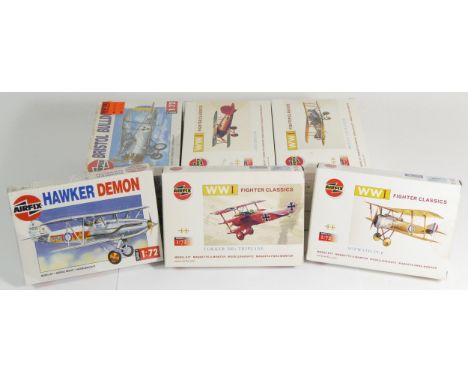 Airfix, twelve vintage plastic 1:72 kits of aviation models, 00074, 00078, 00081, 00075, 00082, 00080, four 01083 and two 010