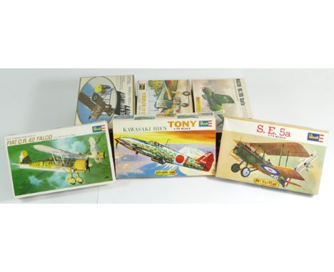 Revell, nine vintage plastic 1:72 kits of aviation models, H-633, H-657, H-621, H-637, H-641, two H648, H649, and 4107. 