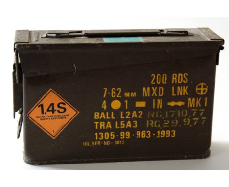 Late 20th century ammunition case to contain 200 linked rounds of 7.62mm ammunition  