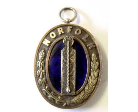 Silver gilt and enamel badge for Norfolk  