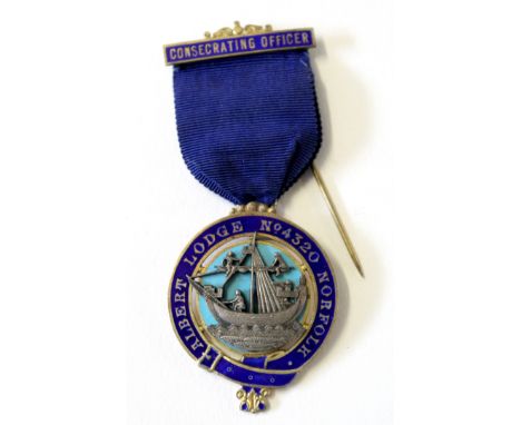 Silver gilt and enamel badge for the Liberty Lodge No 4320  