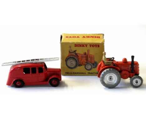 Dinky Field Marshall tractor in original box (A/F), together with a Dinky model of a Fire Engine (2)