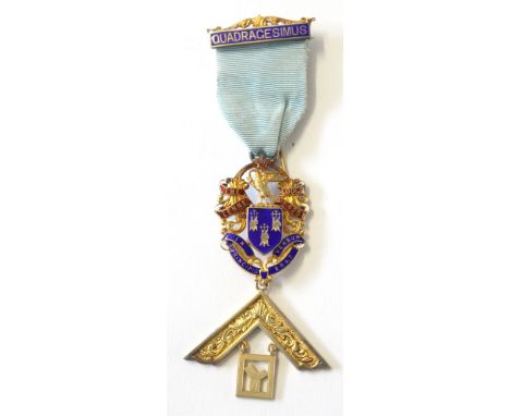 Silver gilt and enamel badge for the Lenne Lodge No 4251  