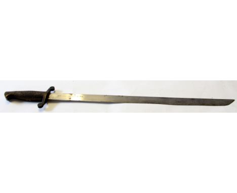 Small sword or dagger, the blade marked "Fabricated di Toledo 1896", in leather scabbard, blade 65cm long  