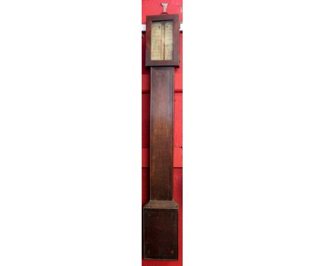 Victorian stick barometer in oak case, the dial by William Evans  