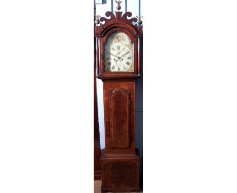 Mid-19th century mahogany and boxwood line inlaid 8-day longcase clock, Wollar &amp; Co, Norwich, the arched hood with scroll