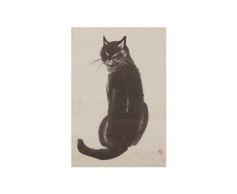 DAVID KWOK, KWO DA WEI (CHINESE, 1919-2003) - CAT STUDY
Lithograph, signed, inscribed and dated "To Mr &amp; Mrs Frank. Hickl