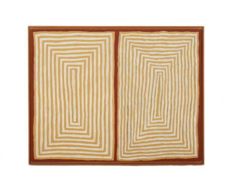 MICK NAMARARI TJAPALTJARRI (AUSTRALIAN 1926-1998) - UNTITLED
Acrylic on canvas, inscribed verso "Mick", "Plenty wallabies liv