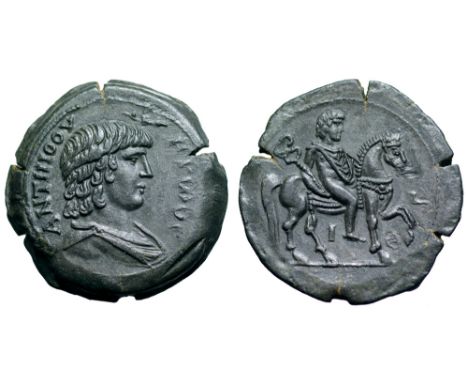 Antinous Æ Hemidrachm of Alexandria, Egypt. Dated RY 19 of Hadrian = AD 134/5. ANTINOOV HPωOC, draped bust right, wearing hem