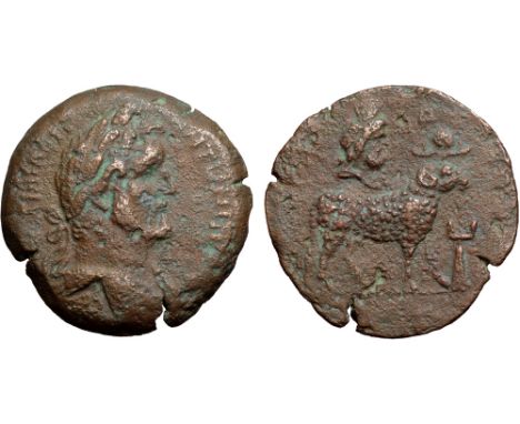 Antoninus Pius Æ Drachm of Alexandria, Egypt. Dated RY 24 = AD 160/1. [AVT K] TI AI AΔPI ANTωNINOC CEB EVC], laureate and dra