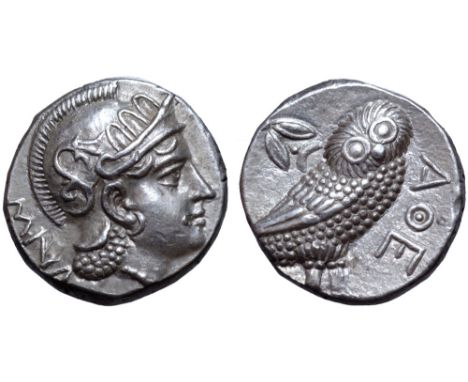 Baktria, 'Athenian Series' AR Didrachm. Uncertain mint in the Oxus region, circa 261-239/8 BC. Attic standard. Head of Athena