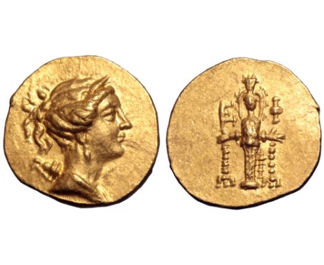 Ionia, Ephesos AV Stater. Circa 155-140 BC. Draped bust of Artemis right, wearing stephane, and with bow and quiver over shou