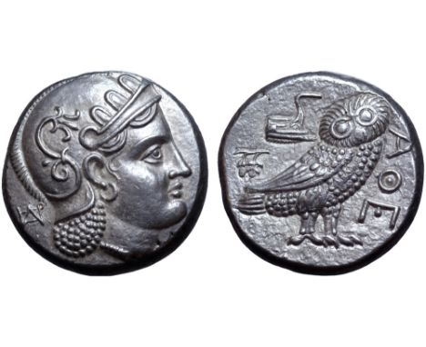 Parthia(?), 'Athenian Series' AR Tetradrachm. Ekbatana(?), circa 246/5-239/8 BC. Attic standard. Head of Athena right, wearin