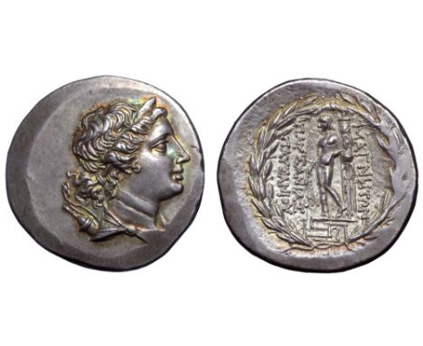 Ionia, Magnesia ad Maeandrum AR Tetradrachm. Circa 155-140 BC. Euphemos, son of Pausanias, magistrate. Draped bust of Artemis