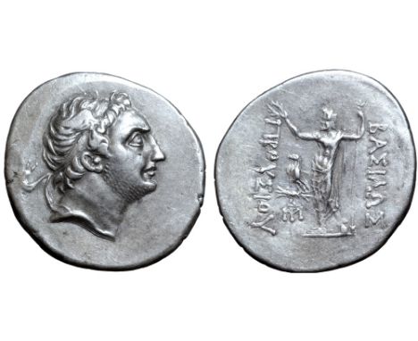 Kingdom of Bithynia, Prusias II Cynegos AR Tetradrachm. Circa 182-149 BC. Head right, wearing winged diadem / Zeus Stephanoph