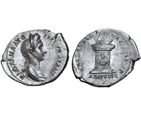 Plotina AR Denarius. Rome, AD 112-114. PLOTINA AVG IMP HADRIANI, draped bust right, wearing double stephane / CAES AVG GERMA 