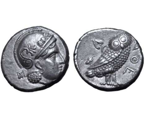 Baktria, 'Athenian Series' AR Drachm. Uncertain mint in the Oxus region, circa 261-239/8 BC. Attic standard. Head of Athena r