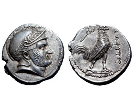 Baktria, Sophytes AR Tetradrachm. Uncertain mint in the Oxus region, circa 246/5-235 BC. Attic standard. Head of Seleukos(?) 