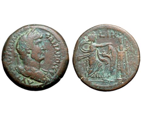 Hadrian Æ Drachm of Alexandria, Egypt. Dated RY 18 = AD 133/4. AVT KAIC TPAIAN• AΔPIANOC CЄB, laureate, draped and cuirassed 