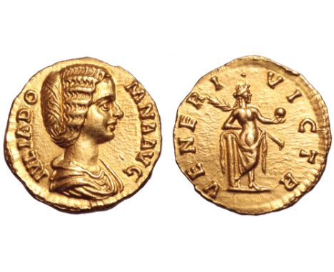 Julia Domna AV Aureus. Rome, AD 193-196. IVLIA DOMNA AVG, draped bust right / VENERI VICTR, Venus standing right, seen from b