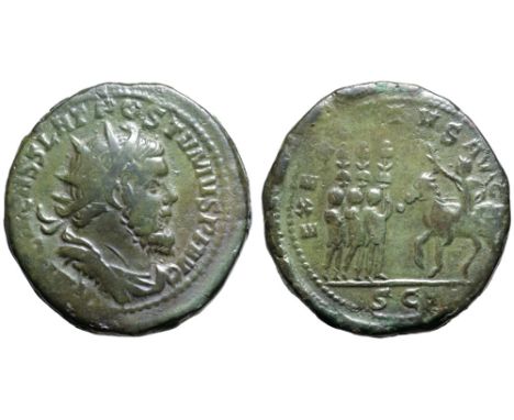 Postumus Æ Double Sestertius. Colonia Agrippinensis, AD 260. IMP C M CASS LAT POSTVMVS P F AVG, radiate, draped and cuirassed