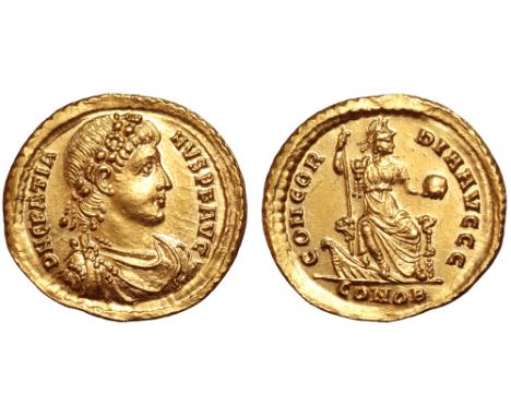 Gratian AV Solidus. Constantinople, AD 382-383. D N GRATIANVS P F AVG, laurel and rosette-diademed, draped and cuirassed bust