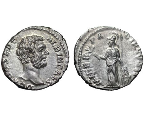 Clodius Albinus, as Caesar, AR Denarius. Struck under Septimius Severus. Rome, AD 193. D CLOD SEPT ALBIN CAES, bare head righ