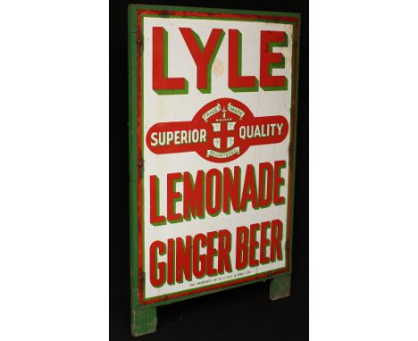 Advertising - a D.T.J. Lyle &amp; Sons single sided rectangular shaped enamel advertising sign, mounted on a single green pai
