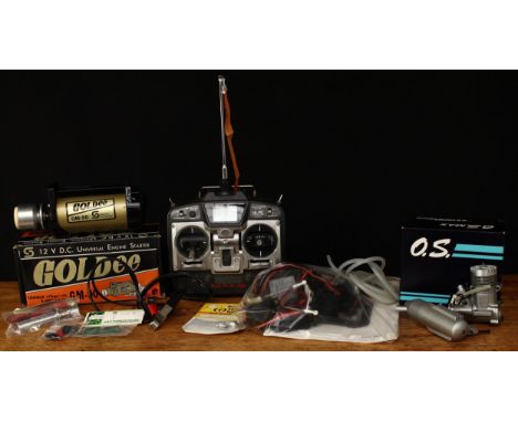 Aero Modelling and RC Model Interest - An O.S. Max 40SF 15400 engine, boxed; a Super Max 66 6-channel radio control system, u