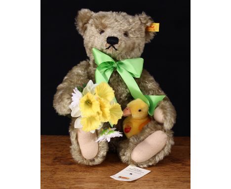 Steiff (Germany) 654466 Dylan the Spring teddy bear, trademark Steiff button to ear with red and yellow tag, 35cm high, unbox