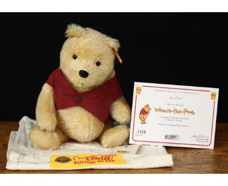 Steiff (Germany) 660474 Winnie the Pooh teddy bear, exclusively made for Danbury Mint, trademark Steiff button to ear with re