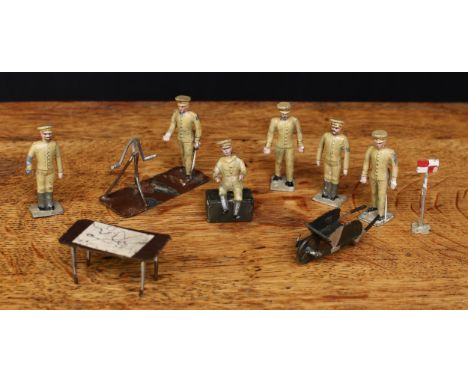 C.B.G. Mignot (Paris, France) or similar, a collection of British army lead figures and accessories, each wearing khaki unifo