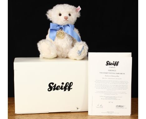 Steiff (Germany) 664113 George the Steiff Royal Baby teddy bear, exclusive to Danbury Mint, trademark Steiff button to ear wi