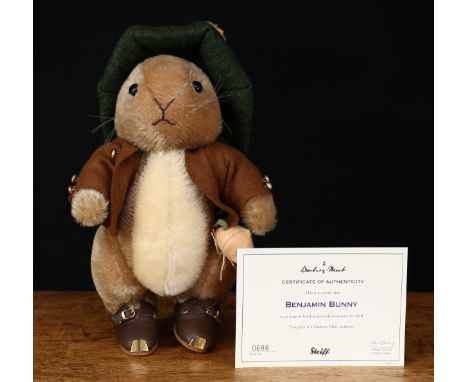 Steiff (Germany) 661235 Beatrix Potter Benjamin Bunny, exclusively made for Danbury Mint, trademark Steiff button to ear with